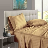 Комплект лист за дълбок джоб на леглото - брой на резбата - египетски памук - допълнително мек и луксозен, лесна грижа - Taupe Stripe, Twin XL размер