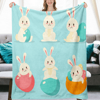 Пролетен великденски фланелен одеяло с калъфи за възглавници за декор на стаята плюшено лек климатик одеяло цветни яйца цветно одеяло за деца жени възрастни