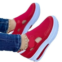 Женски клинове маратонки се плъзгат на комфортни обувки за ходене модни маратонки за жени момичета червено