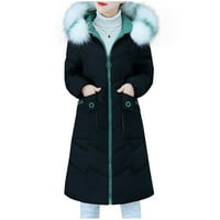 Продаване на склад Пробег Зимен дълъг ръкав Женско топло палто яке с качулка тънка зима изходни палта черен XL, AC11702