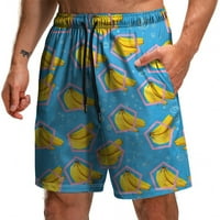 Hanas Mens Pants Мъжки летни забавни плажни къси панталони с плодове серия 3d отпечатани шорти с джобове небесно синьо xxxxl