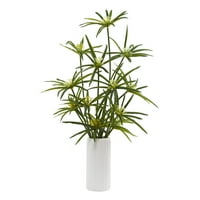 Почти естествен 24 ципер изкуствено растение в бял плантатор, зелен