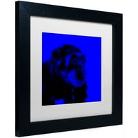 Търговска марка изобразително изкуство шимпанзе номер 1 платно изкуство от Клер Дохърти, бял мат, черна рамка