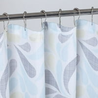 Нежен домашен печат вафла 3Д текстурирани вафла тъкат текстурирани венчелистчета проектиран Плат душ завеса с ролкови топки куки включени 70 72 в синьо