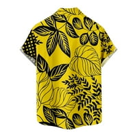 Просвение под $ 15 Хавайска риза Мъжки небрежни къси ръкави плажни ризи Превръщане на яка пачуърк печат Кардиган Бутон за риза Топс блуза Блуза