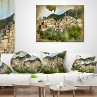 Дизайнарт стари италиански села - пейзажна фотография възглавница за хвърляне - 12х20