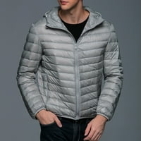 Parka яке мъже мъжки модни ежедневни плътни цветове цип джобни топли подплатени палта зимно палто сиво 3xl
