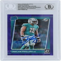 Jaelan Phillips Miami Dolphins Автографирани Panini Donruss Optic Purple Shock Prizm beckett фанатици стана свидетел на автентирана новобранец - фанатици автентични сертифицирани