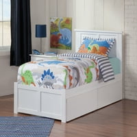 Медисън Туин масивна дървена платформа легло с Футборд & чекмеджета за съхранение в бяло