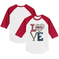 Детска мъничка бяло червено червено Лос Анджелис Ангели Бейзбол Любов тениска Raglan Sleeve