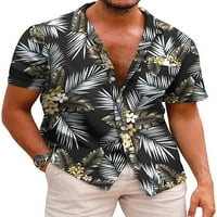 Преден ход Мъжка тениска къс ръкав върхове флорални Принт летни ризи Плаж Хавайски тениска Ревера врата чай стил 4хл