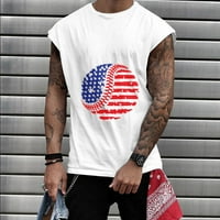 Ден На Независимостта Мъже Американски Флаг Печат Ризи Пуловер Около Врата Спортни Без Ръкави Жилетка