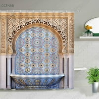 Марокански комплект за завеси за душ отлежи порта геометричен модел дизайн на вратата вход Архитектурен ориенталски стил завеси за баня