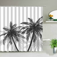 Палмово дърво водоустойчив душ завеси тропически растения ръчно боядисани модерни пейзажи баня завеса вана домашен декор с куки