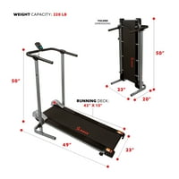Слънчева Здраве & Фитнес Ръчна бягаща пътека-компактна сгъваема тренировъчна машина за бягане и кардио тренировка, СФ-Т1407М