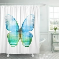 Син модел акварелна пеперуда бяла оранжева красива биология празник декор за баня баня за баня душ завеса