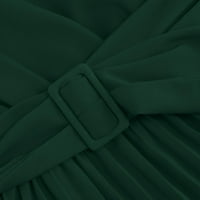 Оалиро боди рокли за жени елегантни v Врат дълъг ръкав летни рокли глезен а-линия зелено