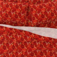 памучни чаршафи, двойни комплекти - нар плодове червени абстрактни ярки смели есен