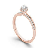 Карат Т. в. диамант 10кт Розово злато годежен пръстен с едно ореол