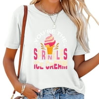 „Поръчките на моя любител на тортата за сладолед стилен графичен женски тениска с къс ръкав, удобна и модерна - идеални летни върхове за жени