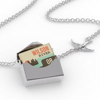 Колие за медальон САЩ река Уилсън Река - Орегон в сребърен плик Неонблонд