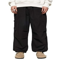 Beiwei Mens Lightweight Beam Foot Bottoms DrawString Loungewear Harem Pants Wide Leck Spring Trowers Black M