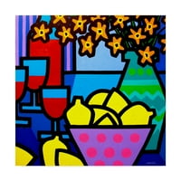 Изобразително изкуство вино, лимони и цветя-Джон Нолан