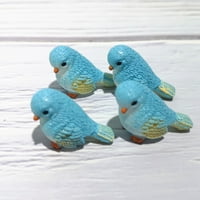 Mini 4pc Set Diy Dollhouse Animal Model Little Birds Home Decor Micro Landscape Fairy Garden Decor Miniature Figrines Blue