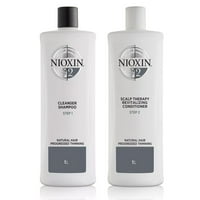 Ниоксин система естествена коса напредва изтъняване почистващ шампоан и скалпа терапия ревитализиращ балсам Комплект 33. Оз, всеки