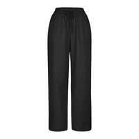 Gaecuw широки ленени панталони за жени панталони плюс размер редовно прилягане на дълги панталони панталони панталони Суипт пантало