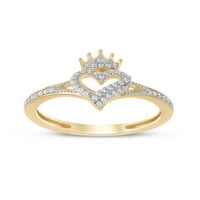 Имперски 1 8кт диамантен коронен пръстен в 10к жълто злато