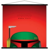 Междузвездни войни: сага-с. Престън минималистичен Боба Фет стенен плакат с дървена магнитна рамка, 22.375 34