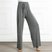 Широка йога панталони с теглене с висока талия с твърд розов памук мек дълъг палацо панталони салон Pajamas Pant Dance панталони