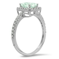 1. CT Brilliant Emerald Cut Симулиран зелен диамант 14K бяло злато халианс с акценти пръстен SZ 10.5