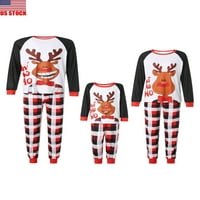 Sunisery Christmas Family съвпадащи пижами комплекти лосове писмо печат кариран Raglan Sleepwear PJS за мама татко дете