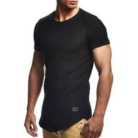 Zlekejiko ръкав приспособява тениска тениска тениска кръг тънка лято къса шия кръгла тениска модерна мъжка блуза за мъже
