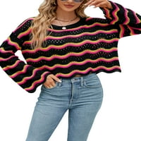 Gwiyeopda жени дълги ръкави пуловери екипаж на врата куха вълна модел плетен пуловер джъмперни върхове