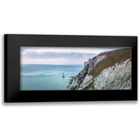 Франк, Assaf Black Modern Framed Museum Art Print, озаглавен - Beachy Head and Lighthouse, Eastbourne, Англия, Великобритания