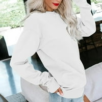 $ & Под дамски върхове ризи за жени с дълъг ръкав Разхлабени пуловер Блузи Екипаж Скрити женски ризи бели XL