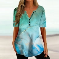 Gathrrgyp женски върхове Продаване на клирънс под 5 долара, жени модни ежедневни печатни ризи с къс ръкав свободен тий -върхове туника блуза