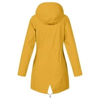 Якета за палавизъм за жени, жени ежедневно плътно яке на открито плюс размер качулка вятърно -разтворимо палто жълто l
