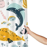Забавна китова завеса за душ за декор за баня за деца сладък катун океан животни цветни риби под морското дете завеса за душ