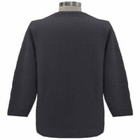 Черен дълъг плетен пуловер с размер на палто среден