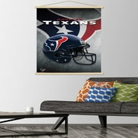 Хюстън Тексас - Плакат за стена на шлем с дървена магнитна рамка, 22.375 34