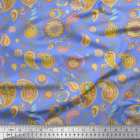 Soimoi Yellow Rayon Fabric Mandala & Paisley отпечатан двор