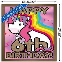 Ели Рипбергер еднорог - Честит плакат за стена на 6 -ти рожден ден, 14.725 22.375