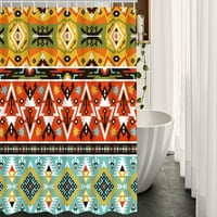 Геометричен модел тъкан душ завеса с куки племенни етнически мексикански цветен триъгълник райета баня за душ завеса полиестер за бани вани къмпинг