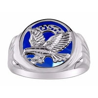Мъжки пръстени стерлинги Сребърен пръстен дизайнер Патриотичен Орел САЩ пръстен с диаманти и сини кварцови Пръстени За Мъже Мъжки пръстени сребърни пръстени размери 8,9,10,11,12, мъжки бижута