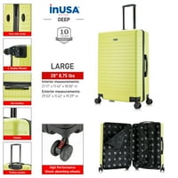 INUSA DEEP 28 Лек багаж с твърд колела със спинер, дръжка, шпилки, количка, зелено