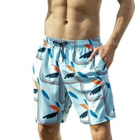 Б91хз карго шорти за мъже мъжки ежедневни модни панталони къси дантели нагоре морски печатни почивка плаж панталони Шорти Плаж ежедневни насипно небе синьо, шорти